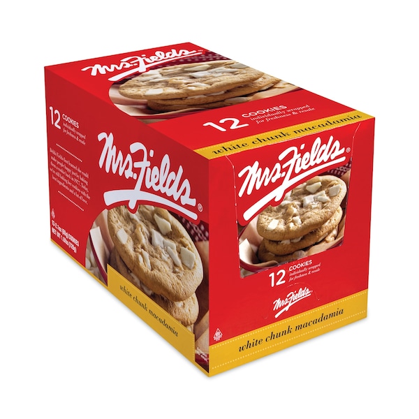 White Chunk Macadamia Cookies, 21 Oz, Individually Wrapped Pack, White Chocolate, PK12, 12PK